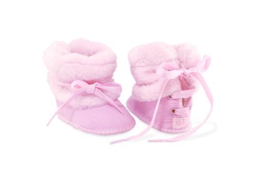 Bota de Bebé de Corderoy con Borde de Peluche Rosa