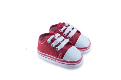 Zapatilla de Bebé de Corderoy Rojo con Cordón 