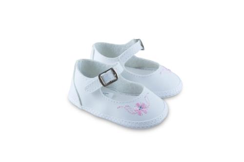 Badana de Bebé Nena Blanco con Bordado de flores en Rosa
