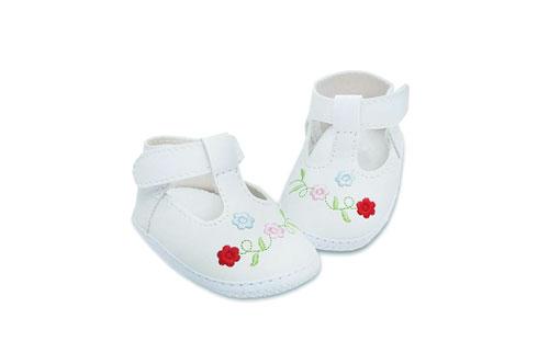 Badana de Bebé Nena Blanco con Bordado de flores en Rojo