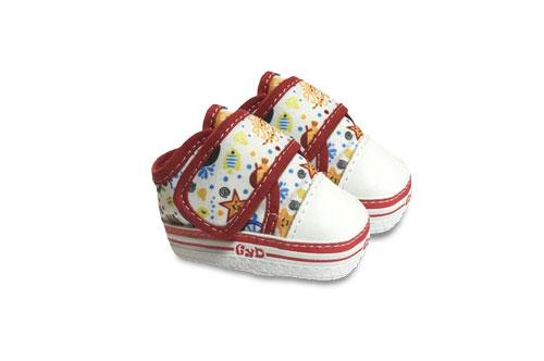 Zapatilla de Bebé Lona con Dibujos en Rojo