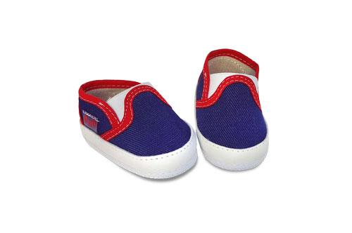 Pancha de Bebé Lona Azul con Detalles en Rojo