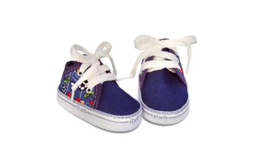 Zapatilla de Bebé de Lona Azul con Motivos de Fútbol con Cordón 