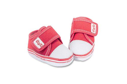 Zapatilla de Bebé Lona lisa Rojo