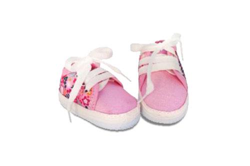 Zapatilla de Bebé de Lona Rosa con Motivos de Estrellas con Cordón