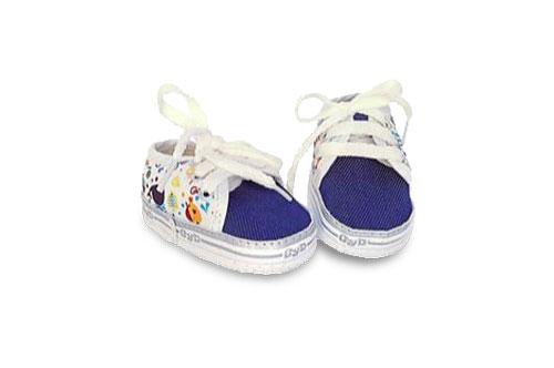 Zapatilla de Bebé de Lona Azul y Blanca con Motivos Bichitos de Mar con Cordón