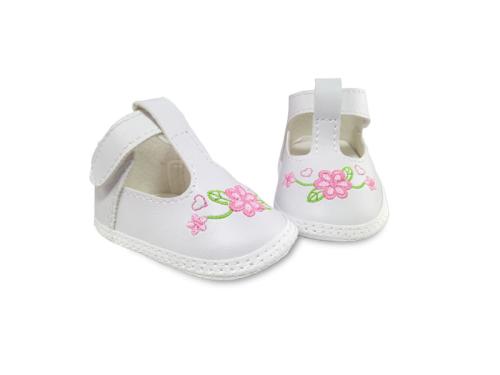 Badana de Bebé Nena Blanca con Bordado de flores en Rosa y Verde