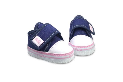 Zapatilla de Bebé de Jeans con Detalle en Rosa