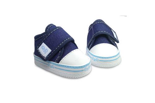 Zapatilla de Bebé de Jeans con Detalle en Celeste