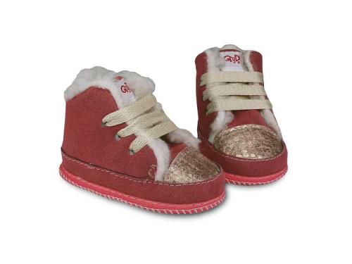 Bota de Bebé con Corderito de Gamuza Bordo
