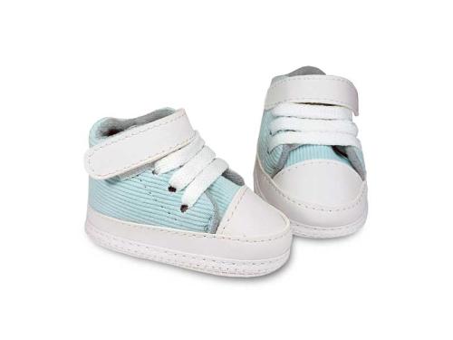 Bota de Bebé de Corderoy Celeste con Velcro y Cordones